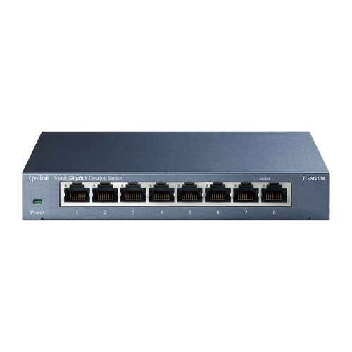 TP-Link TL-SG108: 8-Port-Gigabit-Switch im Metallgehäuse für Schreibtisch und Wand
