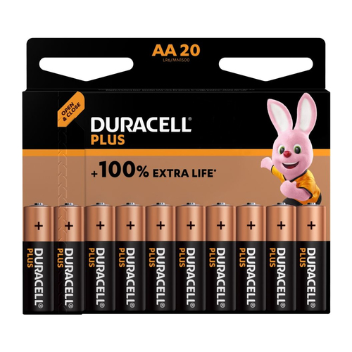 Duracell Plus AA (20 Stück): Alkaline-Mignon-Batterien für den Haushaltsvorrat